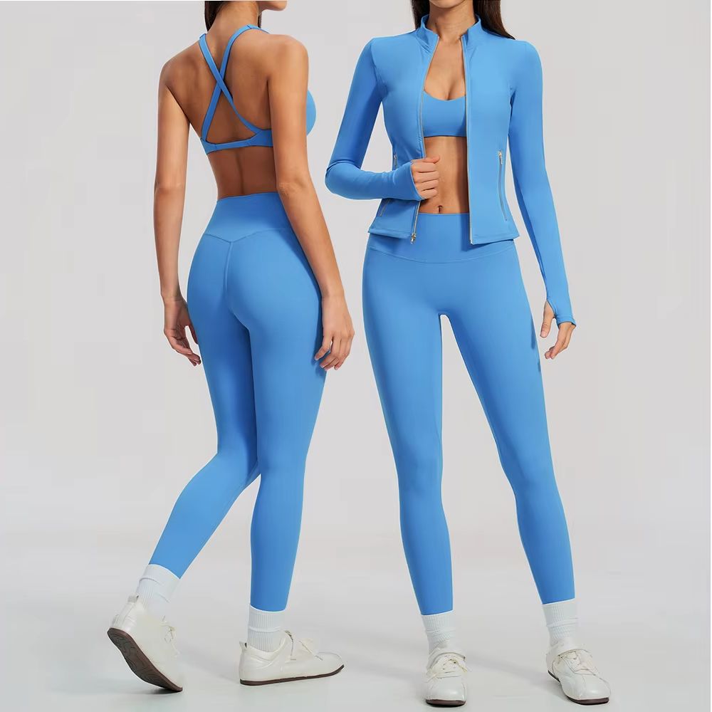 Crossfit Equipment - Set Yoga Wanita 2/3Pcs Jaket Berlubang