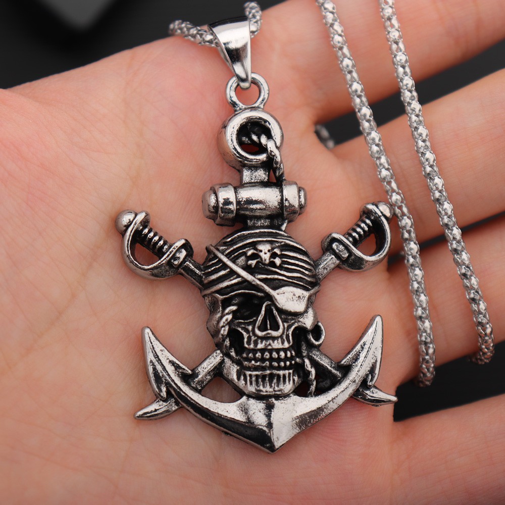 Battle Rope Anchor - Kalung liontin pria baja Titanium bajak
