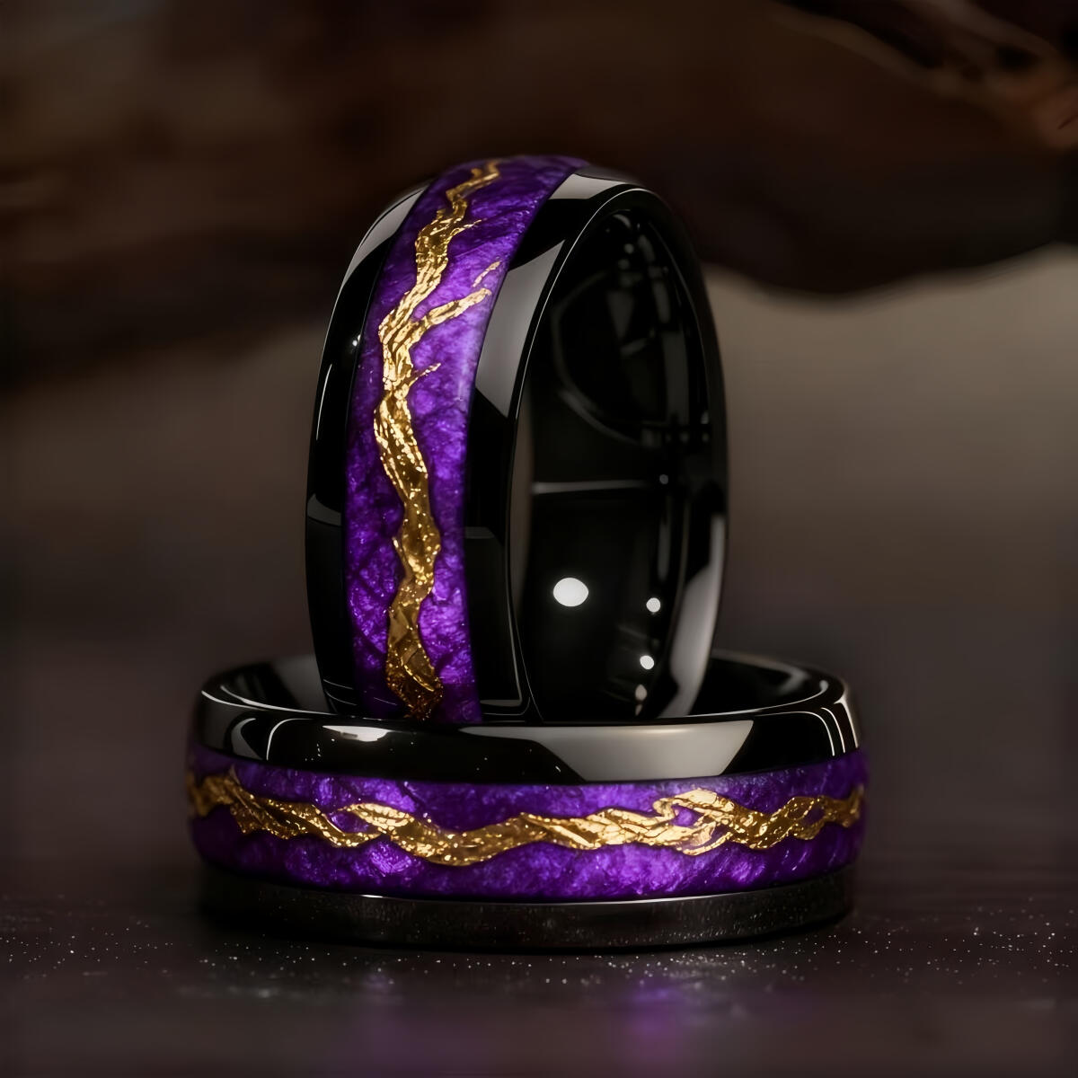 Gymnastic Ring Wood - Cincin Pria Fashion Hitam dari Baja