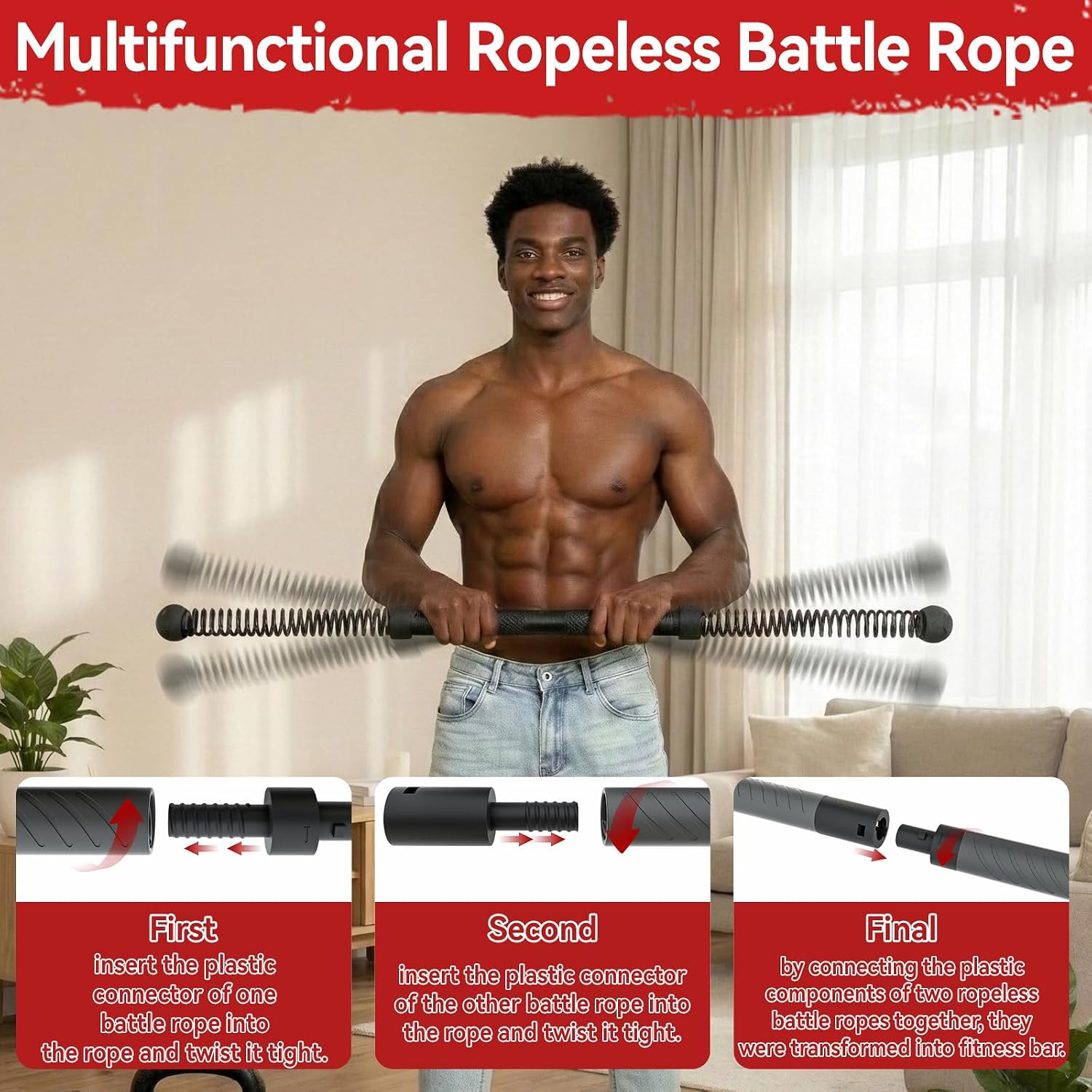 2-in-1 Cordless Battle Rope Po - Crossfit Equipment ulasan dan harga